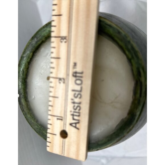 Handcrafted Large Green & Cream Scented Pillar Candle With Rustic Finish - Picture 6 of 7